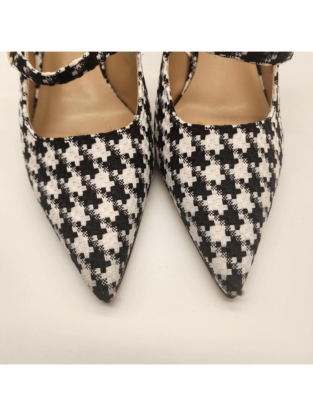 New ann taylor Gingham kitten heel sling 8M black white - Picture 6 of 7